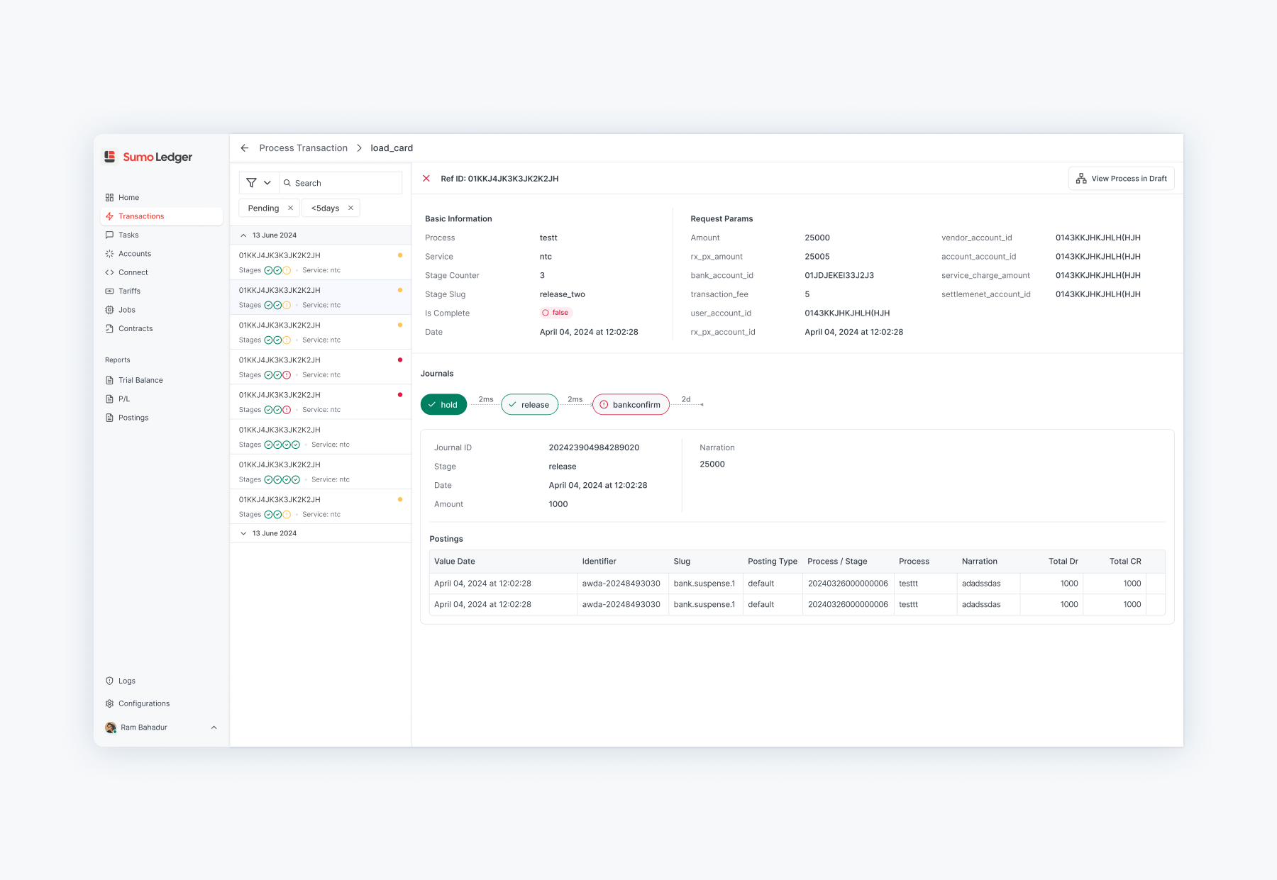 Sumo Ledger Dashboard