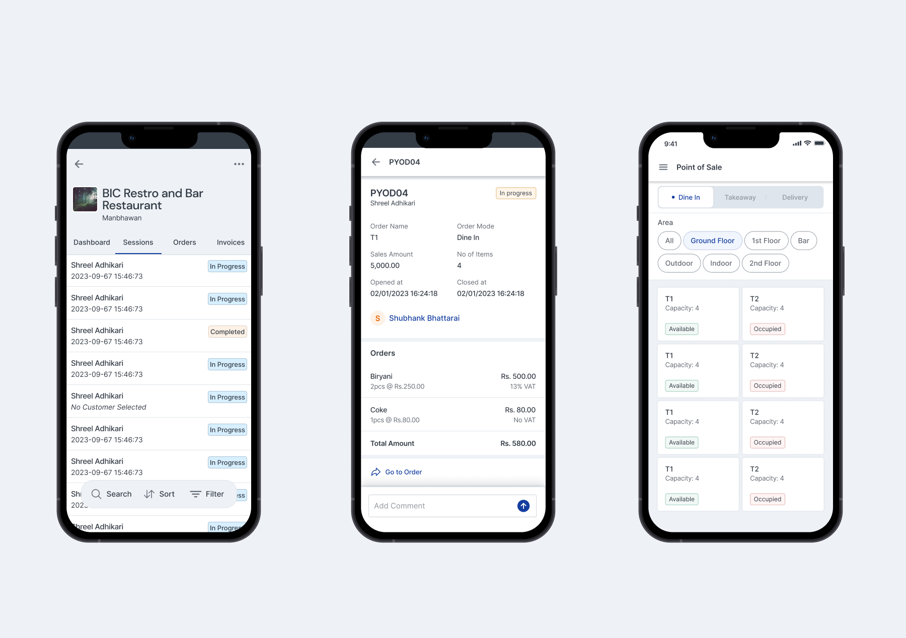 Tigg POS Main Dashboard